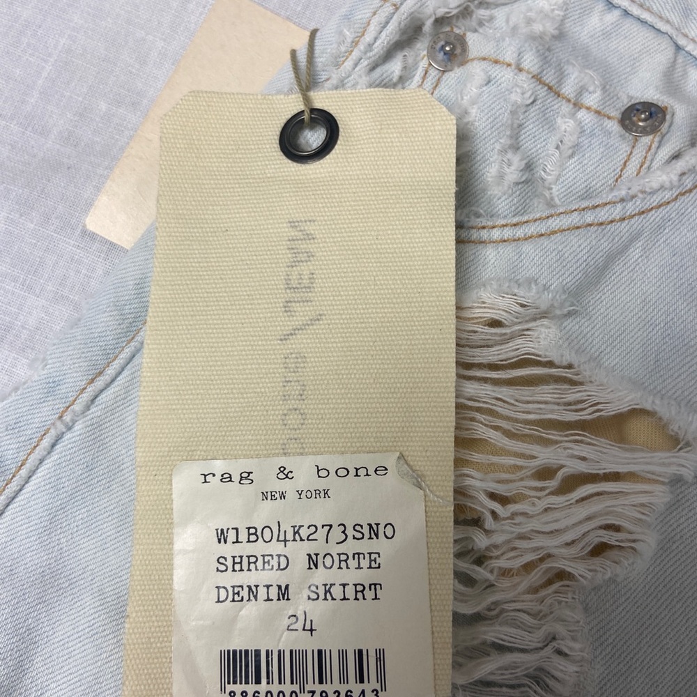 NWT Rag & Bone Light Denim Skirt Norte Distressed Shredded Size 24 Y2K - Picture 5 of 9
